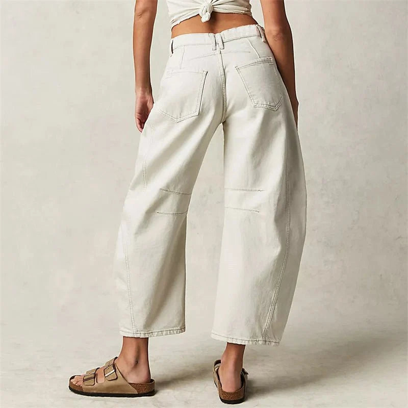 Nuana Damen High-Waist Barrel-Leg Relaxed-Fit Jeans