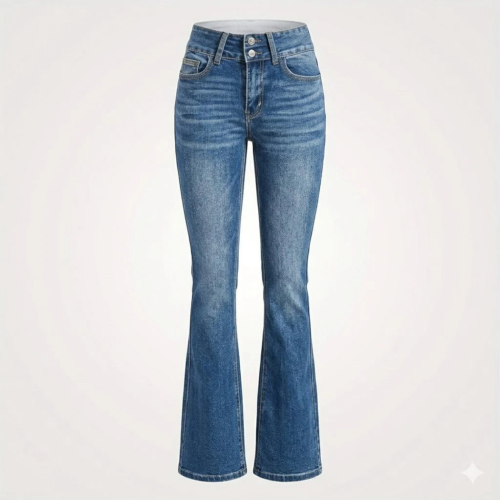 Nuana | Damen High-Waist Flared Jeans mit figurbetontem Schnitt