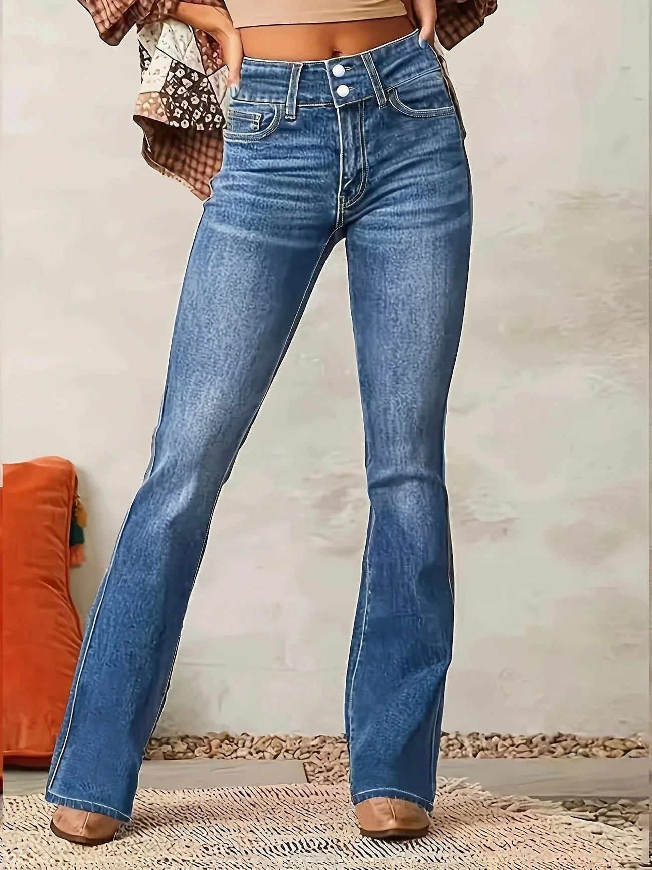 Nuana | Damen High-Waist Flared Jeans mit figurbetontem Schnitt