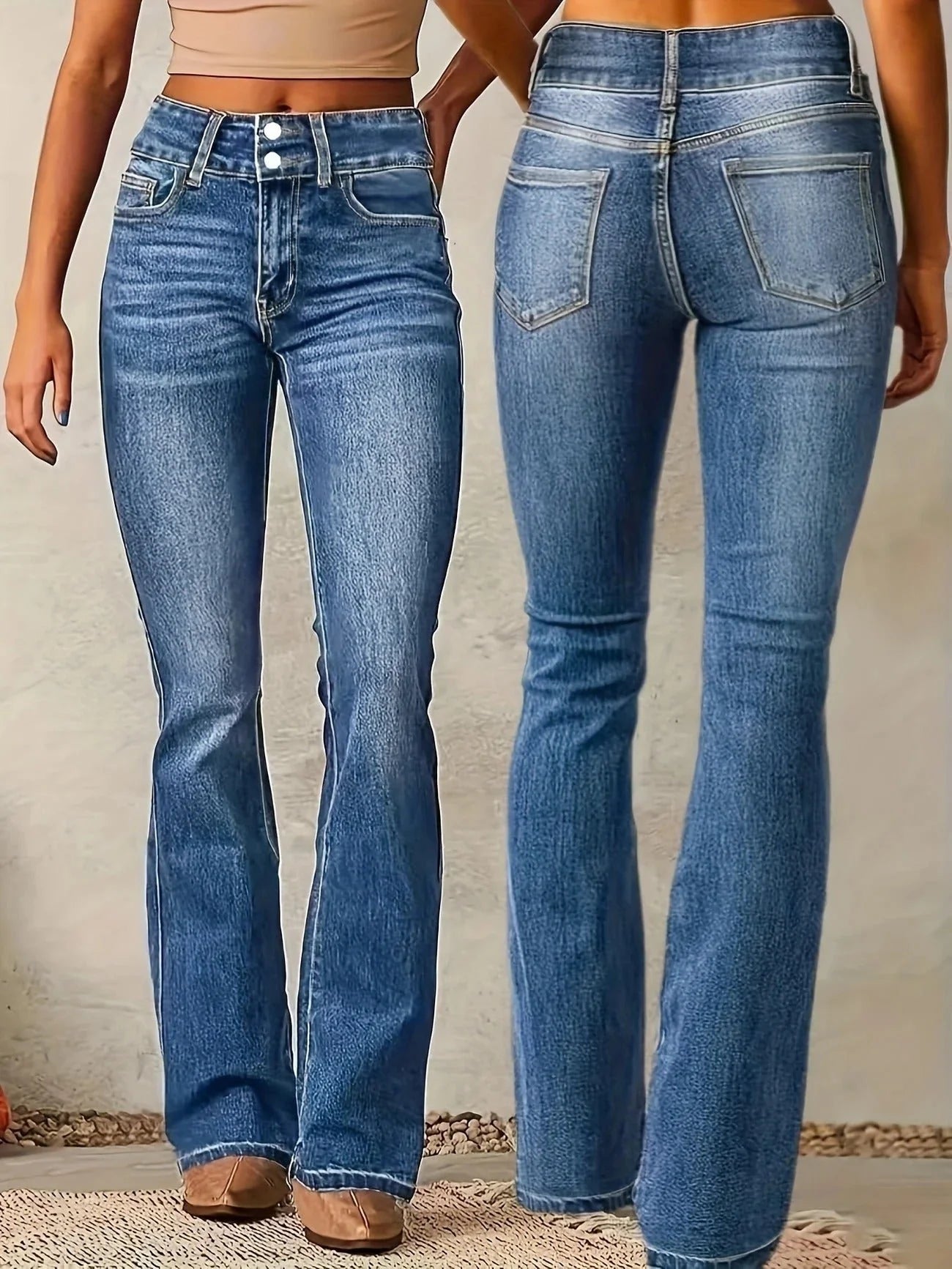 Nuana | Damen High-Waist Flared Jeans mit figurbetontem Schnitt