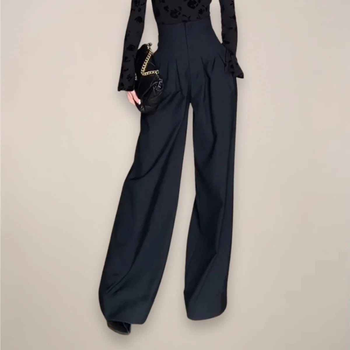 Nuana Damen Hochtaillierte Weite Hose