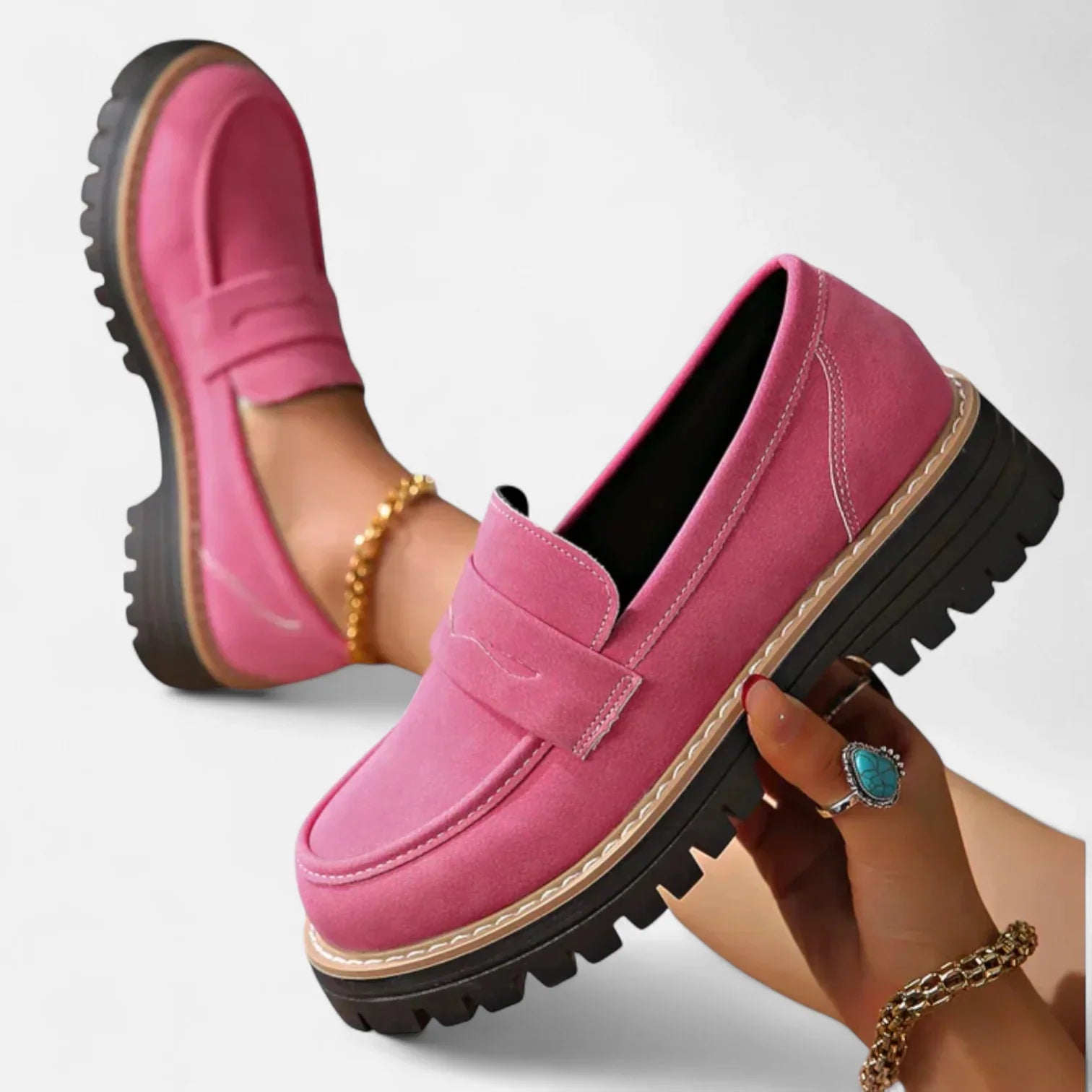 Nuana | Damen Klassische Loafer mit Markanter Sohle