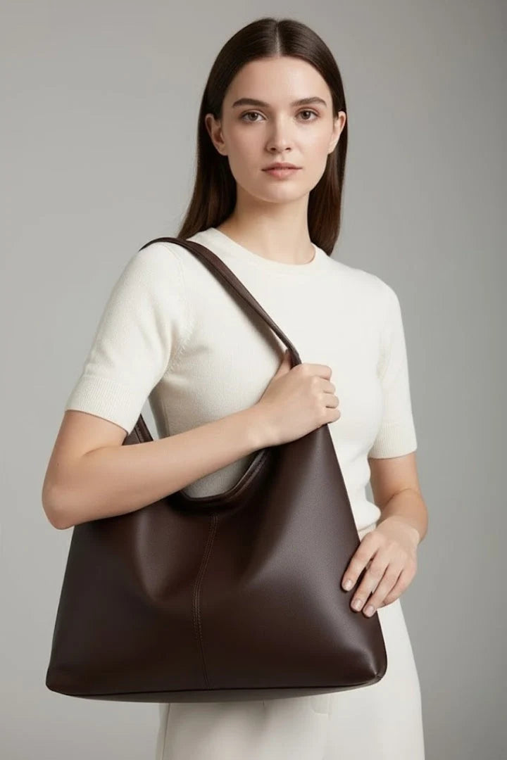 Nuana | Damen Klassische Tote Tasche mit Kunstleder Außenmaterial und Großer Innentasche