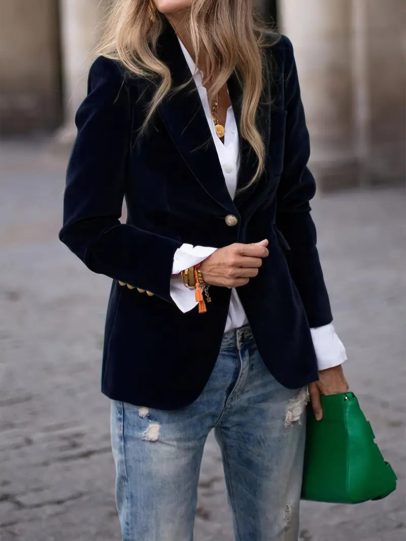 Nuana | Damen Klassischer Blazer mit Ein-Knopf-Verschluss