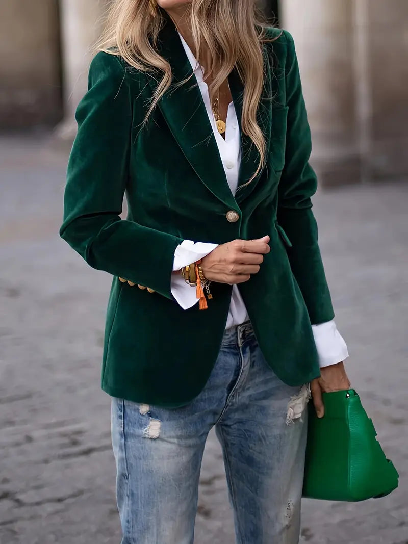 Nuana | Damen Klassischer Blazer mit Ein-Knopf-Verschluss