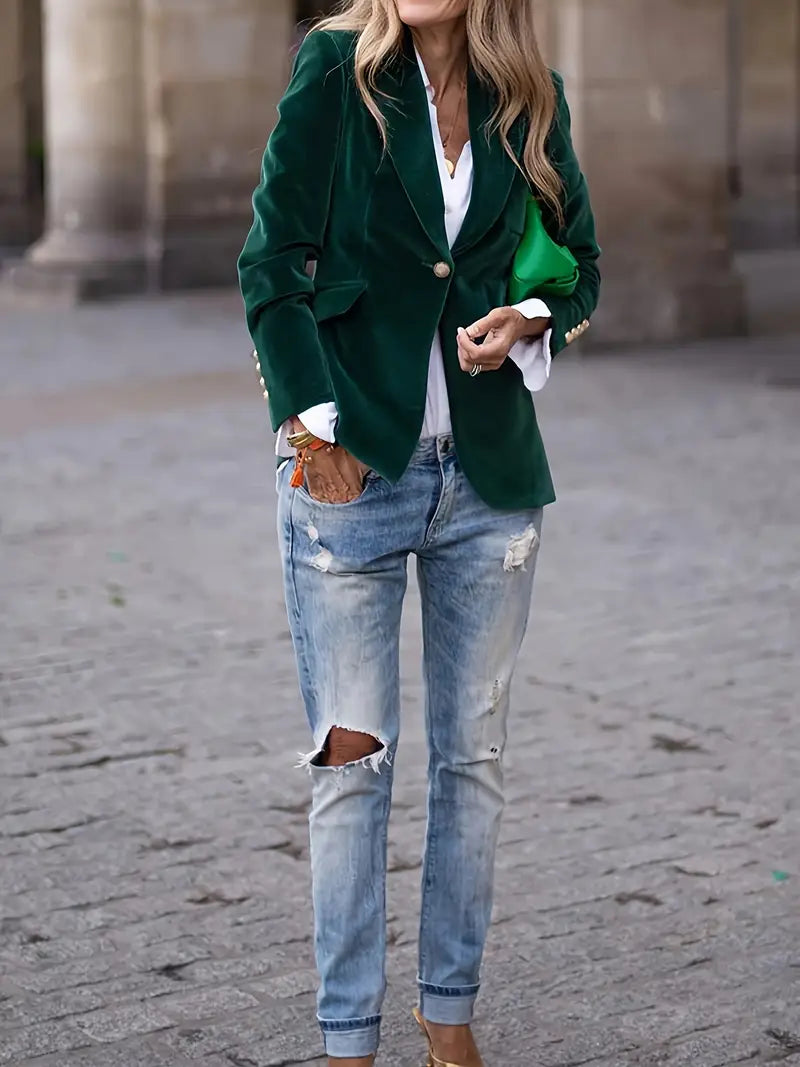 Nuana | Damen Klassischer Blazer mit Ein-Knopf-Verschluss