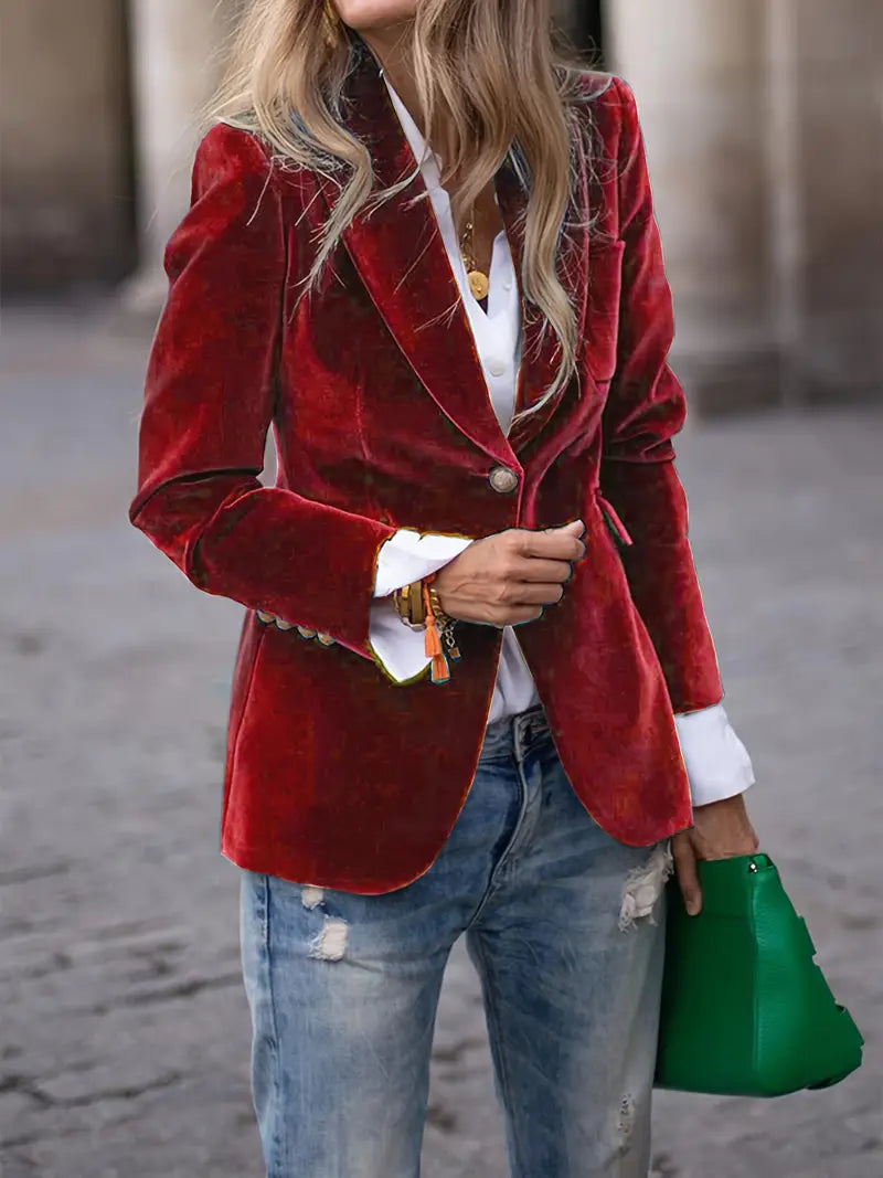 Nuana | Damen Klassischer Blazer mit Ein-Knopf-Verschluss