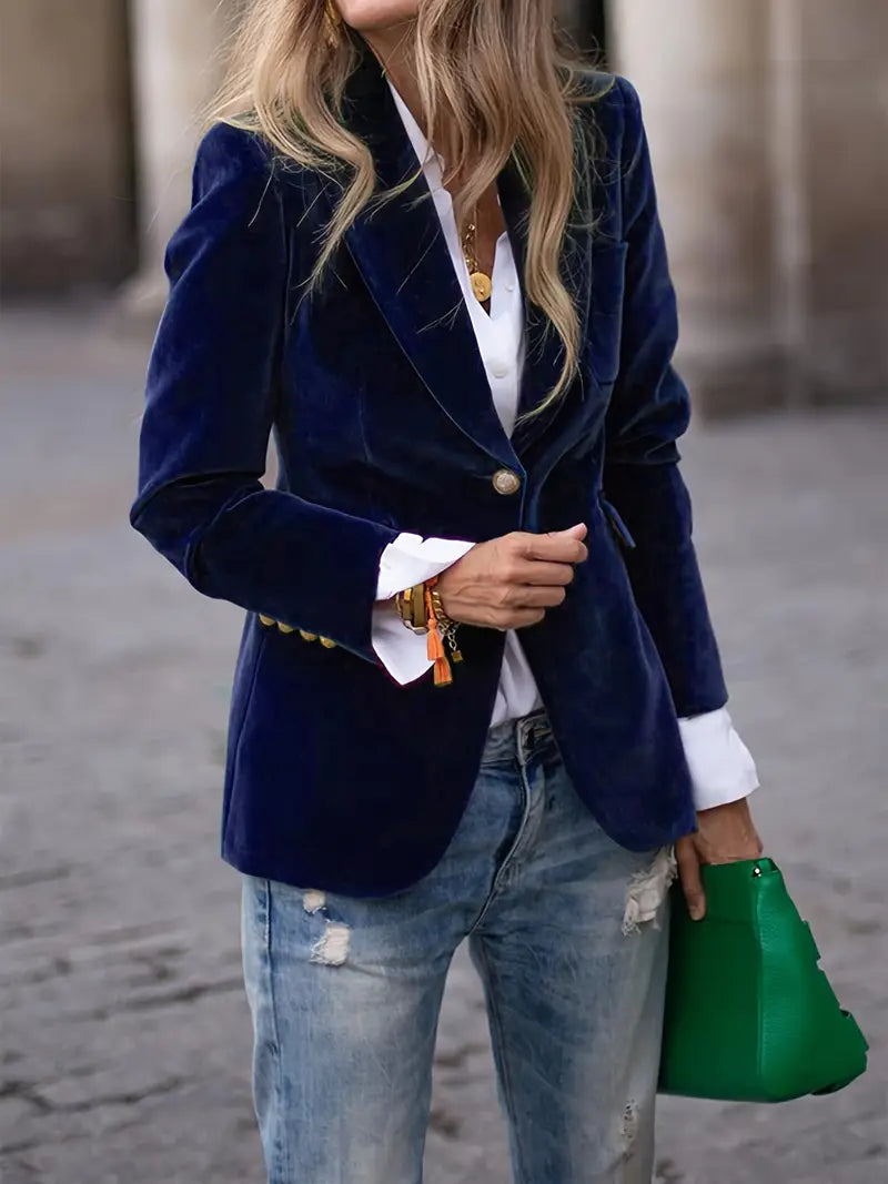 Nuana | Damen Klassischer Blazer mit Ein-Knopf-Verschluss