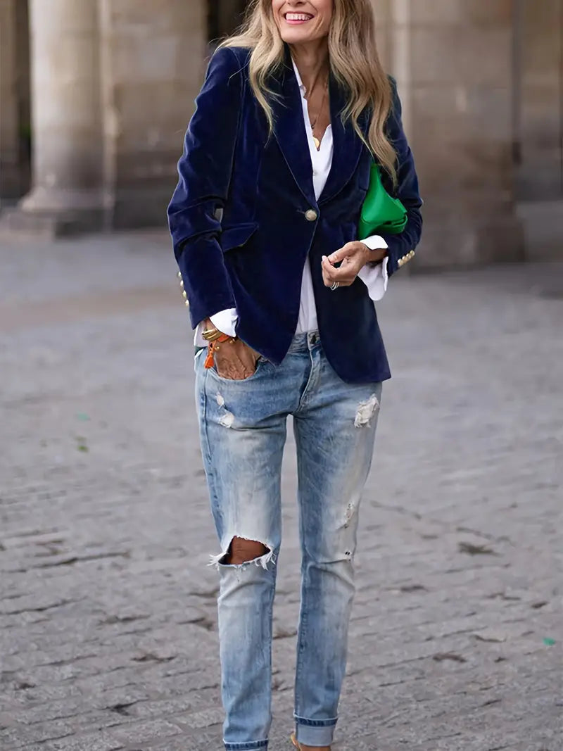 Nuana | Damen Klassischer Blazer mit Ein-Knopf-Verschluss