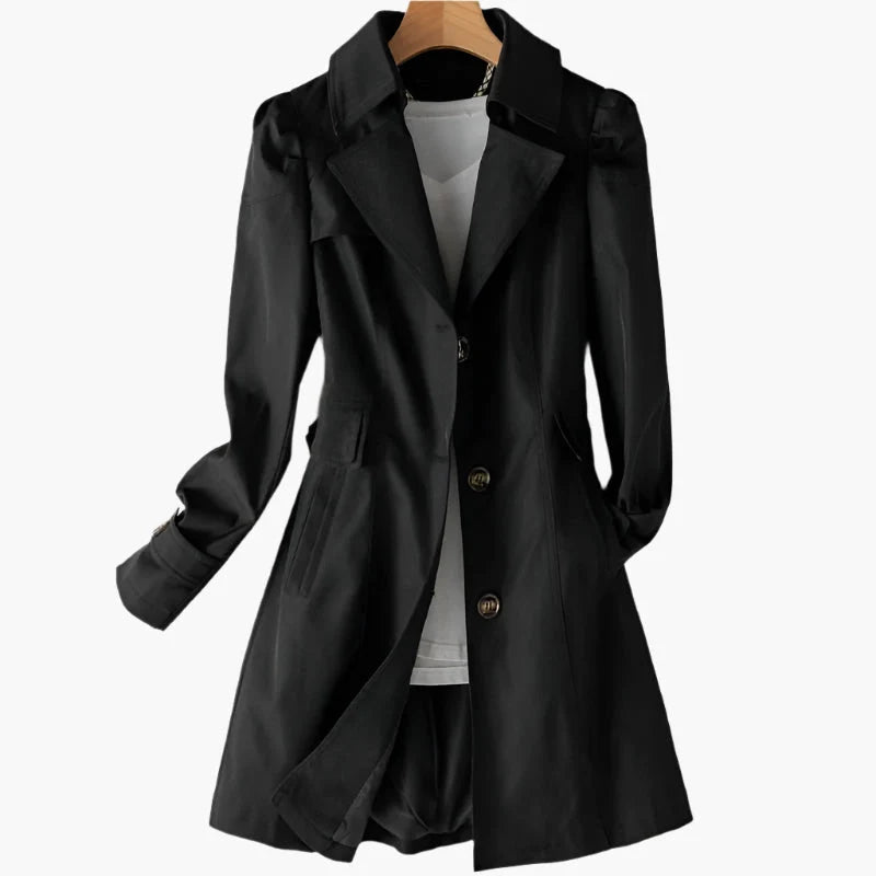 Nuana | Damen Klassischer Langer Trenchcoat mit Knöpfen Vorne