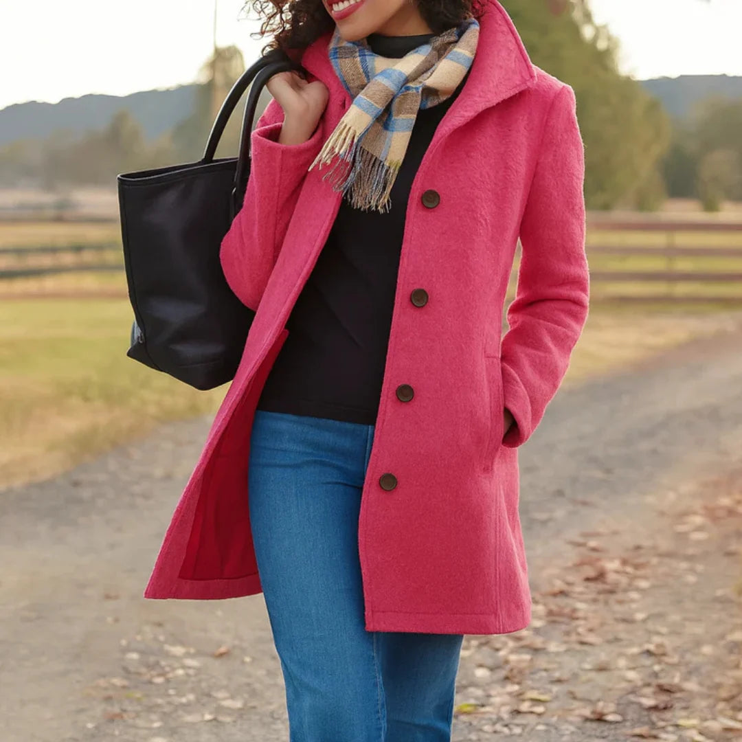 Nuana | Damen Klassischer Wintermantel mit Knopfleiste vorne