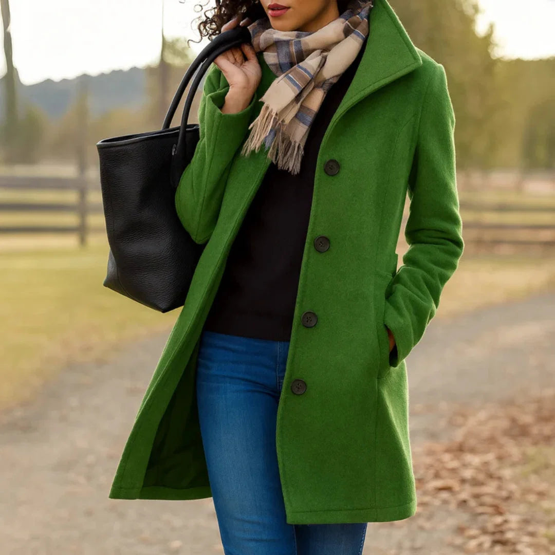 Nuana | Damen Klassischer Wintermantel mit Knopfleiste vorne