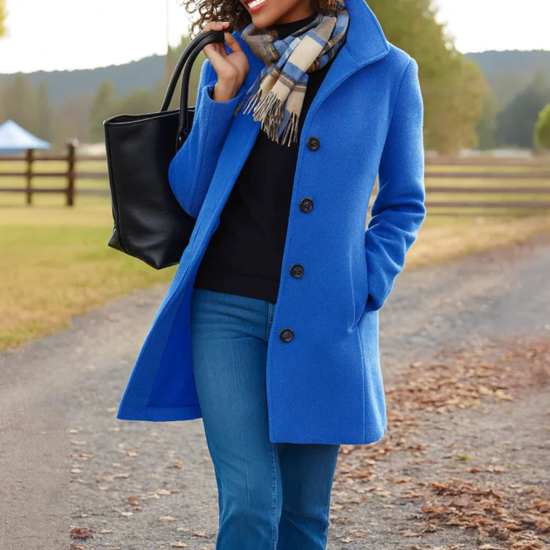 Nuana | Damen Klassischer Wintermantel mit Knopfleiste vorne