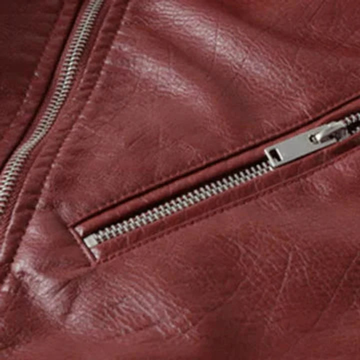 Nuana | Damen Kunstleder Bikerjacke Kurzjacke mit Reißverschluss
