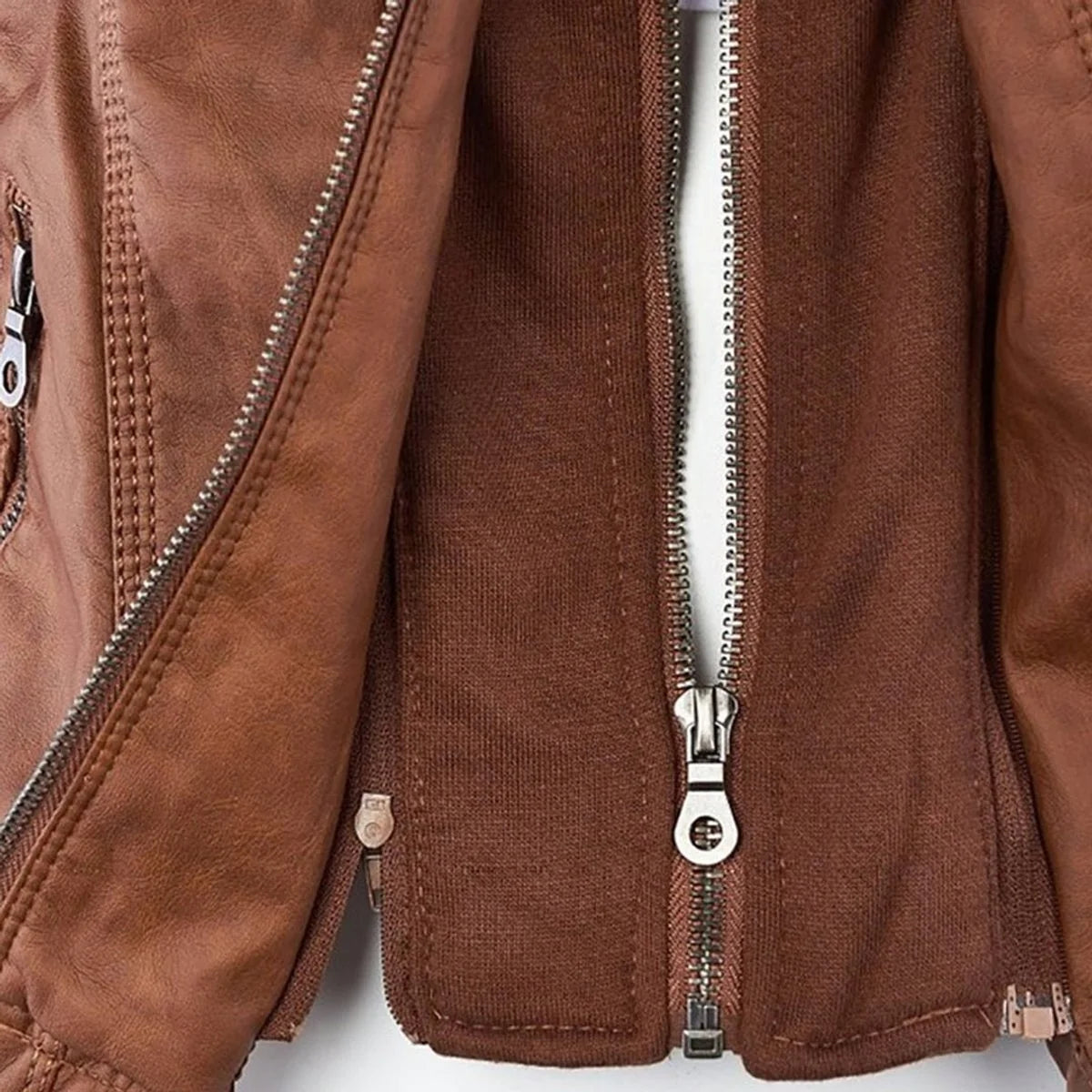 Nuana | Damen Kunstleder Kapuzenjacke mit Reißverschluss Taillierter Women Coat