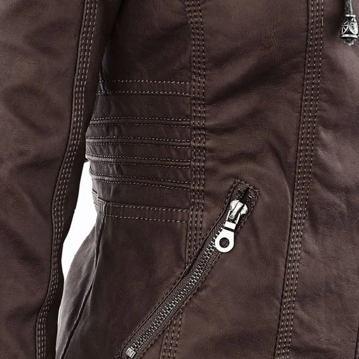 Nuana | Damen Kunstleder Kapuzenjacke mit Reißverschluss Taillierter Women Coat