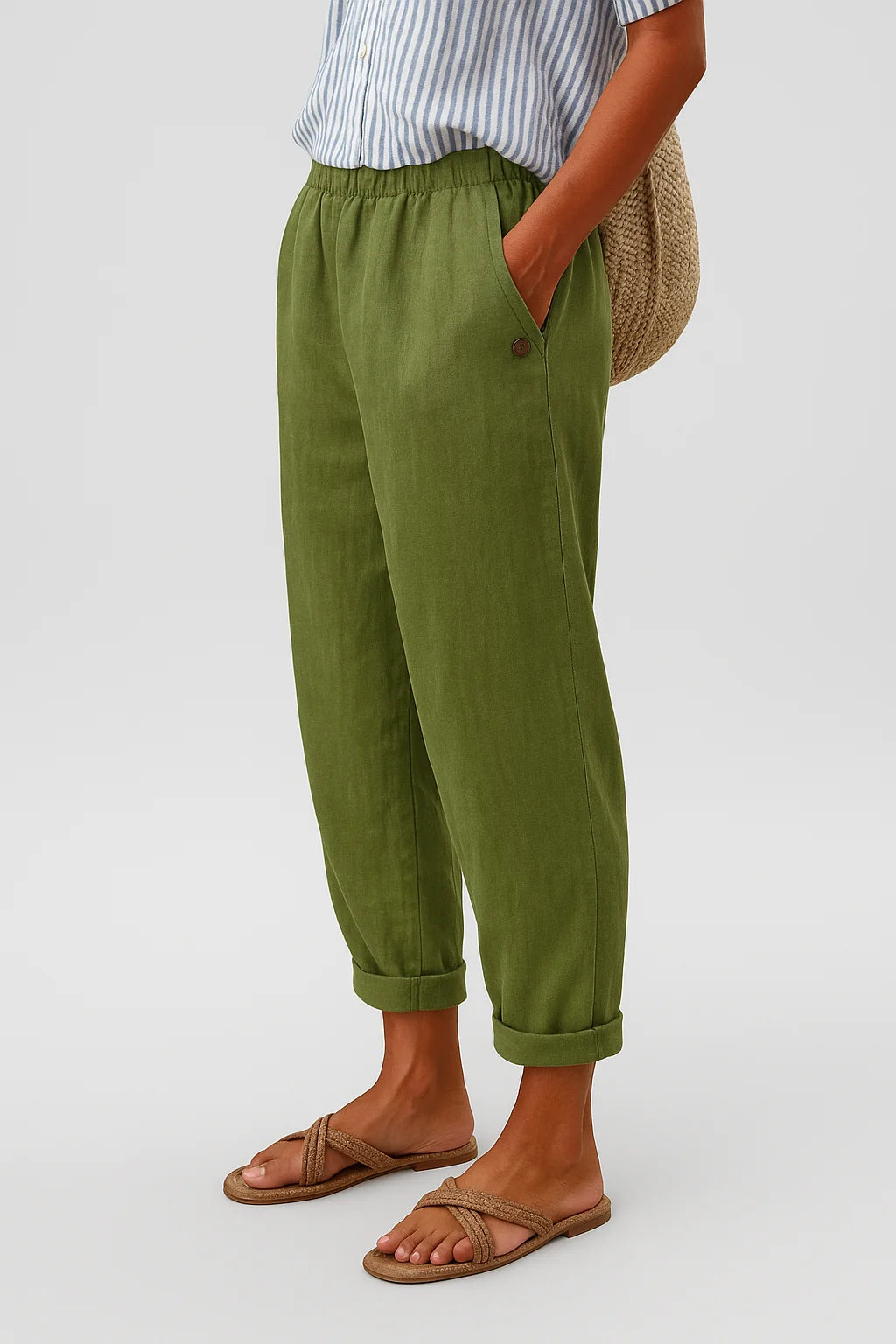 Nuana | Damen Lässige Hose Mit Taschen Und Umschlag