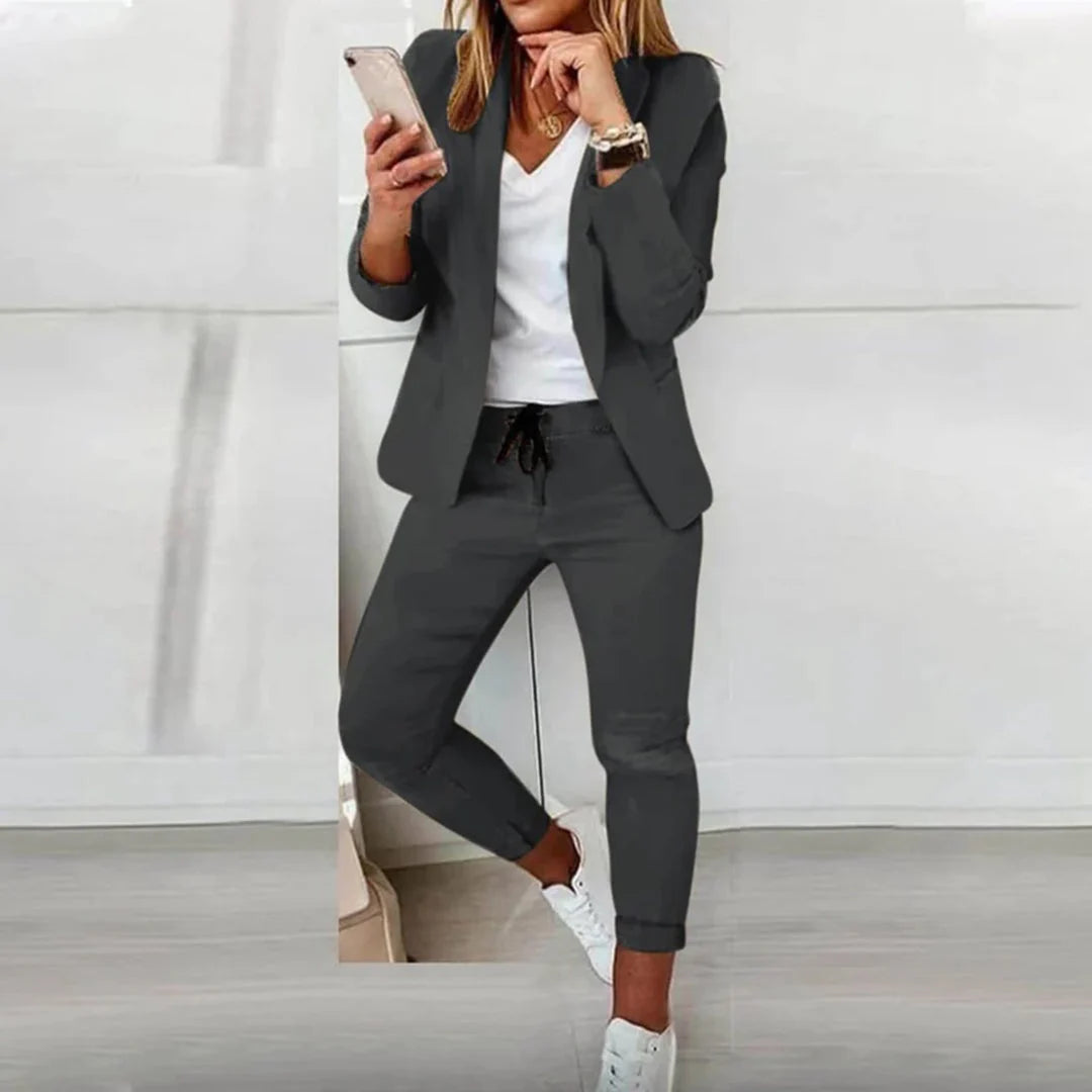 Nuana | Damen Lässiges Blazer und Jogger Set