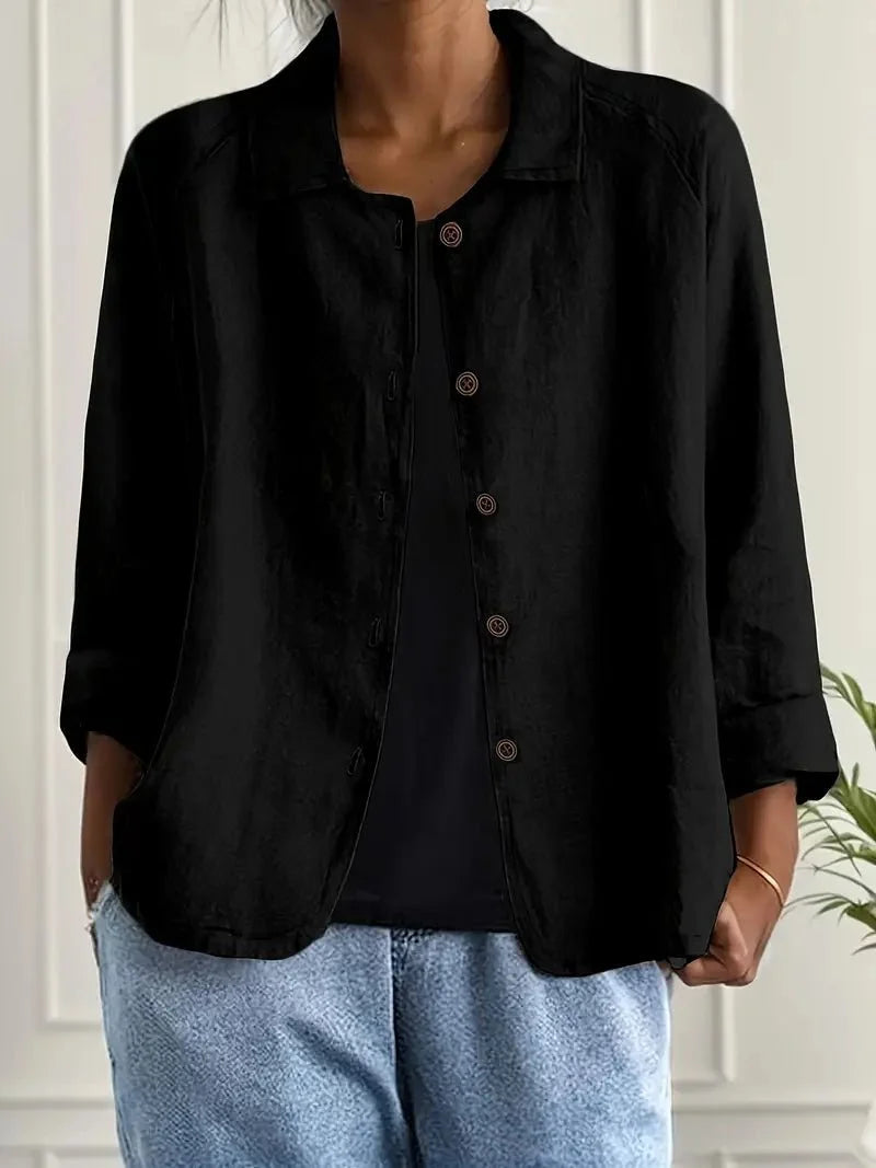 Nuana Damen Langarm-Blazer mit Kragen und Knopfleiste Relaxed Fit