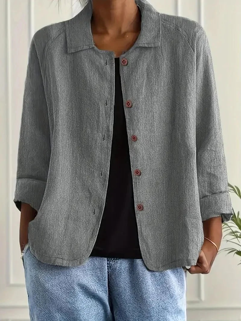 Nuana Damen Langarm-Blazer mit Kragen und Knopfleiste Relaxed Fit