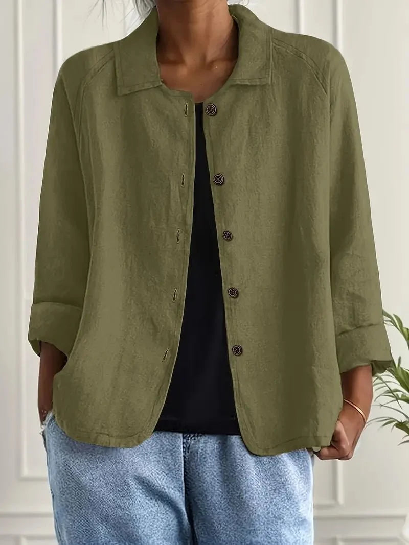 Nuana Damen Langarm-Blazer mit Kragen und Knopfleiste Relaxed Fit