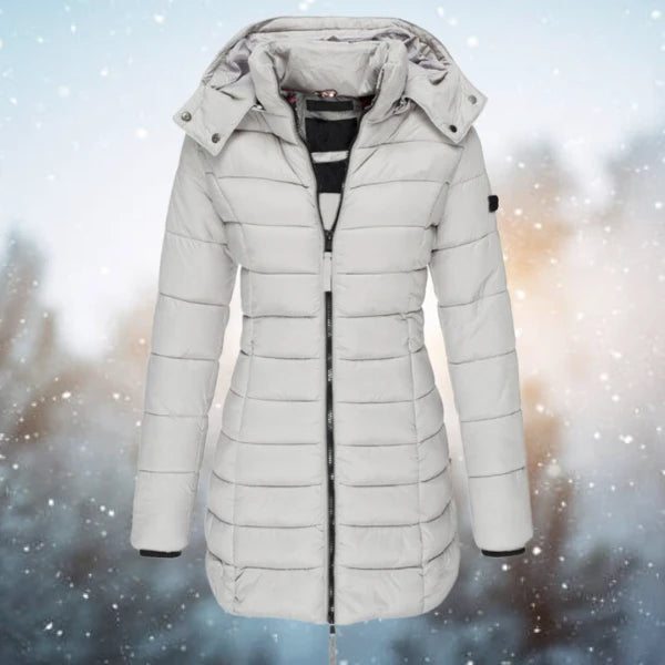 Nuana | Damen Lange Steppjacke mit Kapuze für den Winter