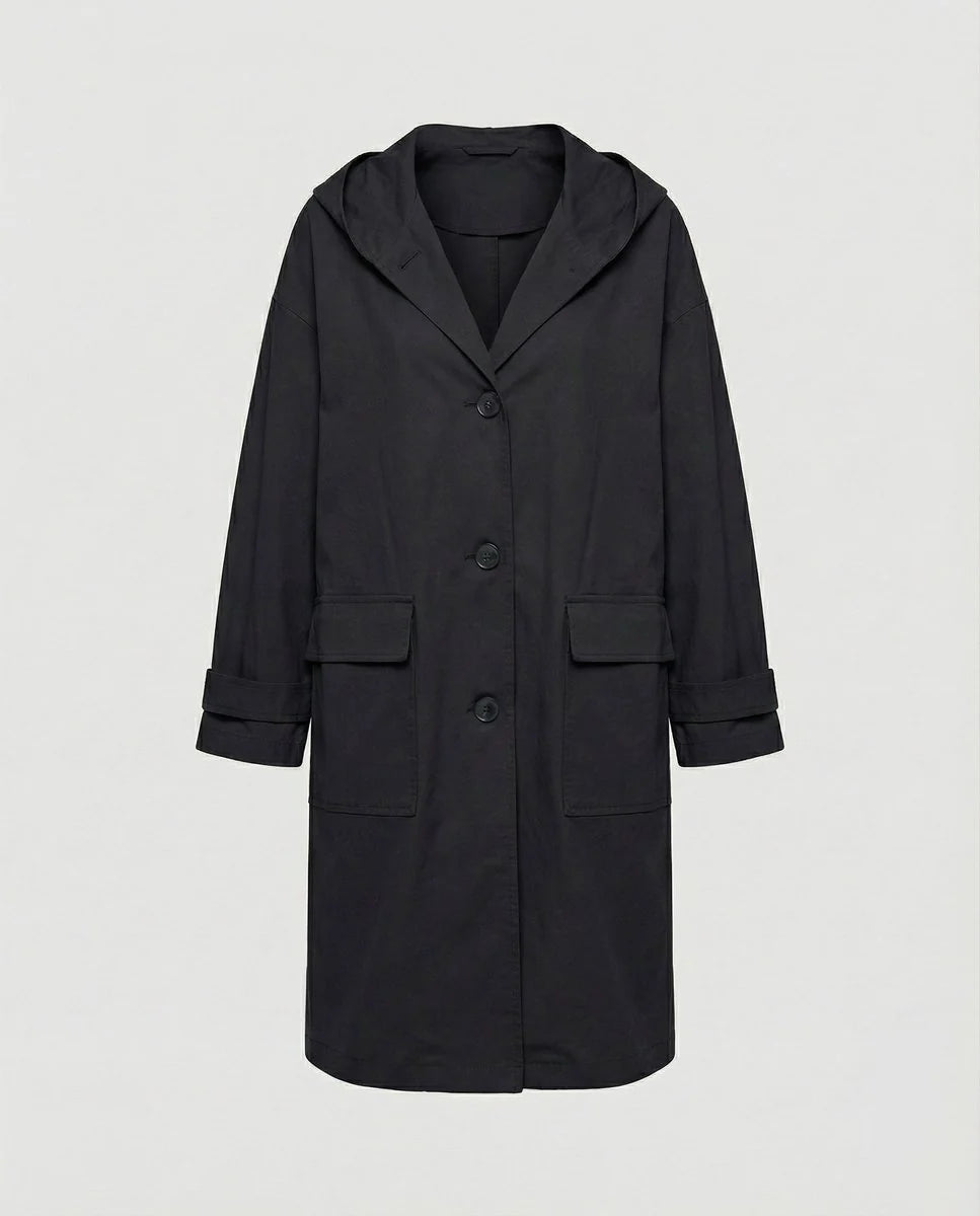 Nuana | Damen Langer Wasserabweisender Windproof Trench Coat mit Kapuze