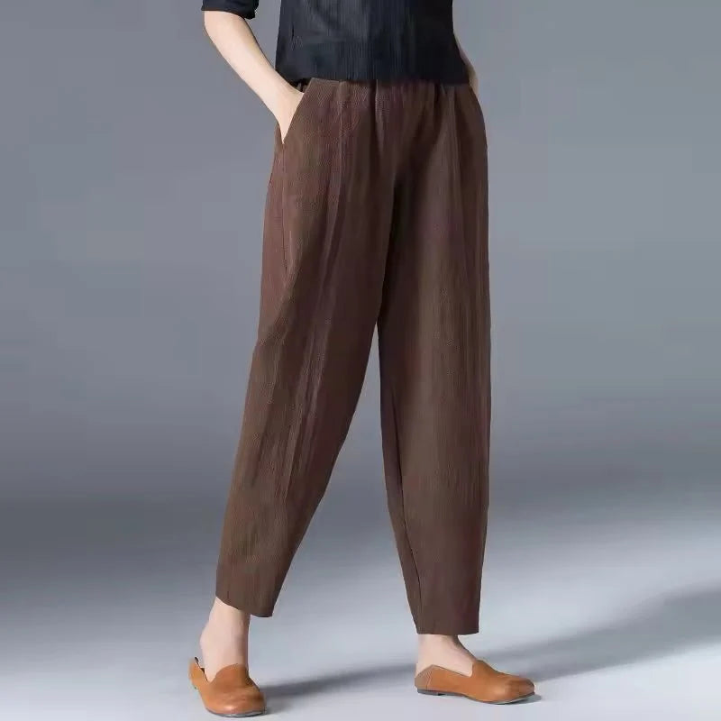 Nuana | Damen Leichte Sommer Relaxed-Fit Knöchellange Hose