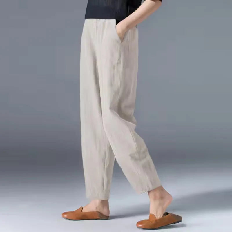 Nuana | Damen Leichte Sommer Relaxed-Fit Knöchellange Hose