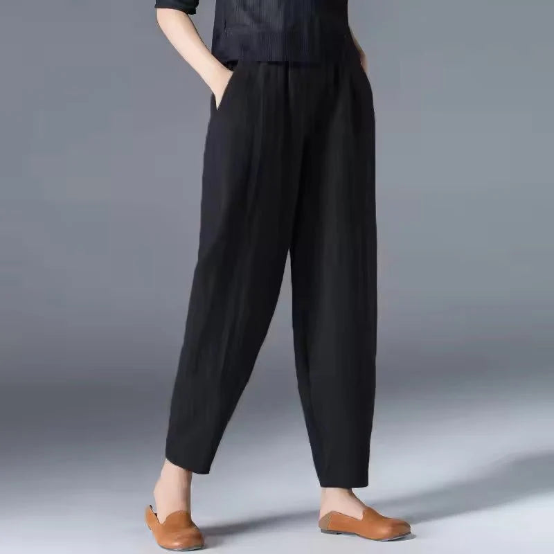 Nuana | Damen Leichte Sommer Relaxed-Fit Knöchellange Hose