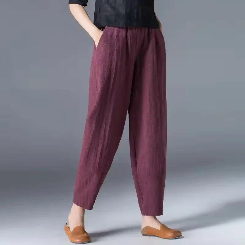 Nuana | Damen Leichte Sommer Relaxed-Fit Knöchellange Hose