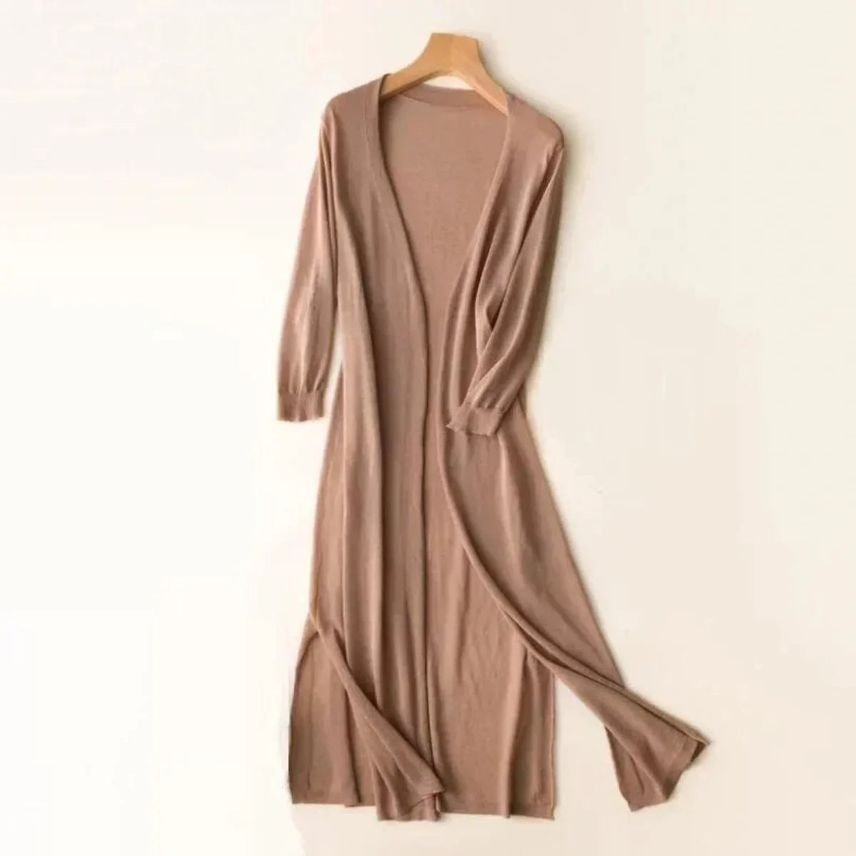 Nuana | Damen Leichter Langer V-Ausschnitt Strick Cardigan