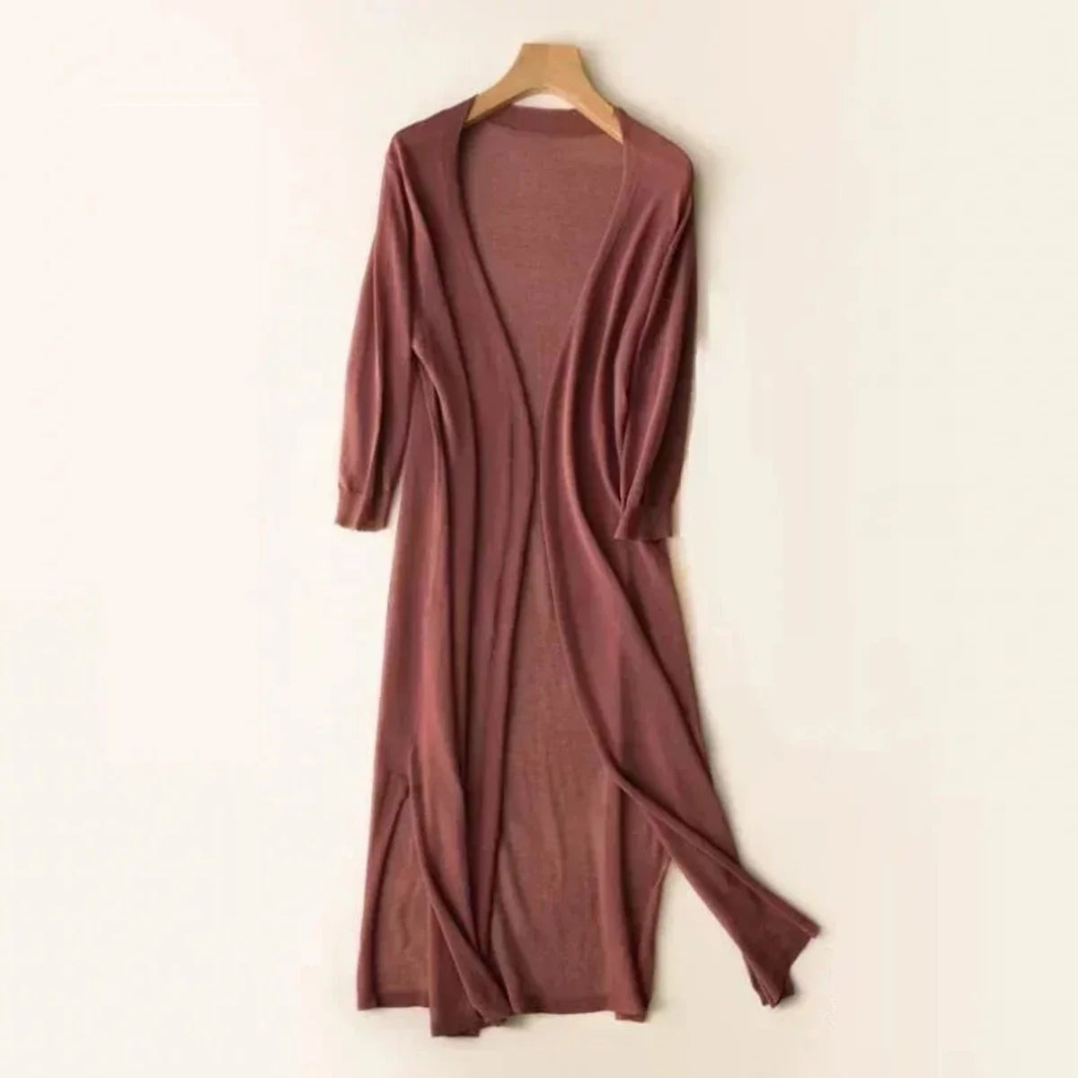 Nuana | Damen Leichter Langer V-Ausschnitt Strick Cardigan