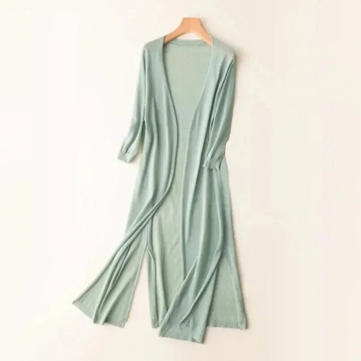 Nuana | Damen Leichter Langer V-Ausschnitt Strick Cardigan