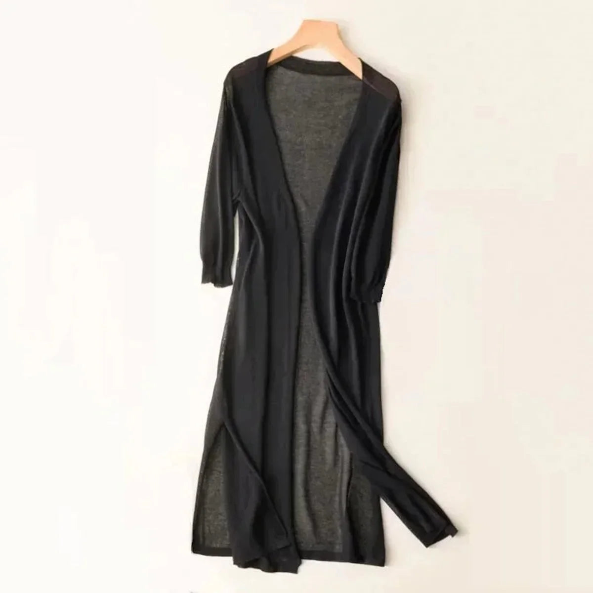 Nuana | Damen Leichter Langer V-Ausschnitt Strick Cardigan