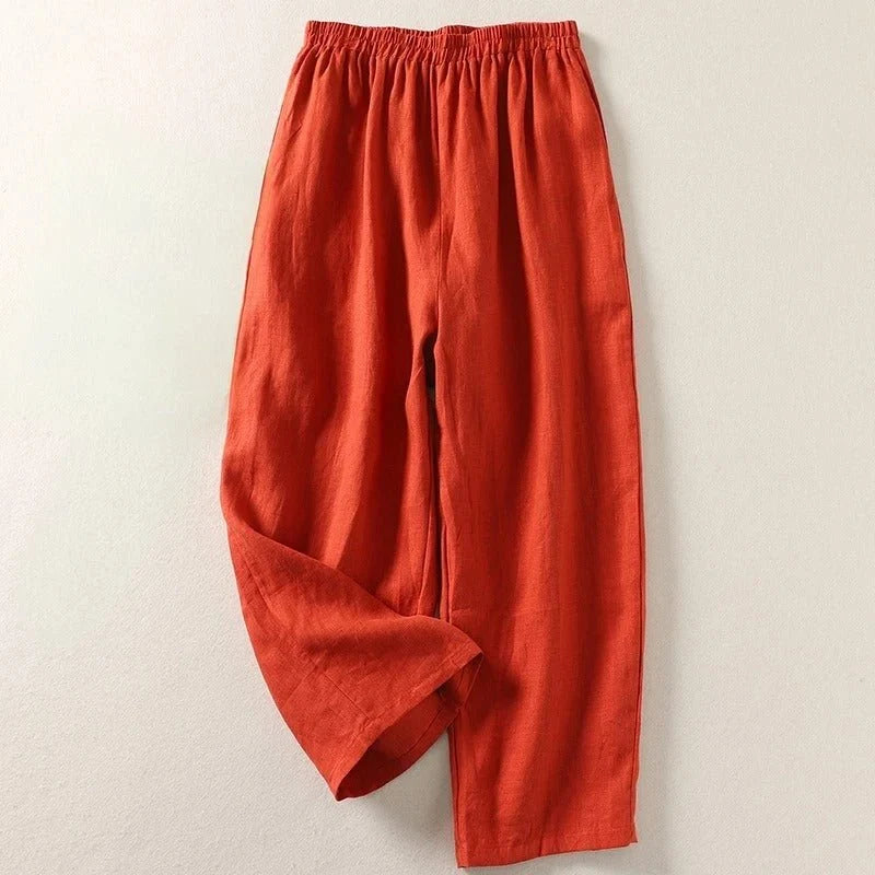 Nuana | Damen Leinen Relaxed-Fit Elastikbund Hose