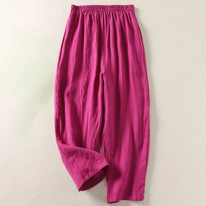 Nuana | Damen Leinen Relaxed-Fit Elastikbund Hose