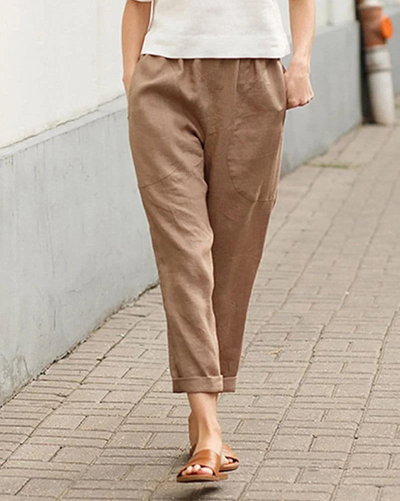 Nuana | Damen Linnen-Baumwoll Relaxed-Fit Harem Hose