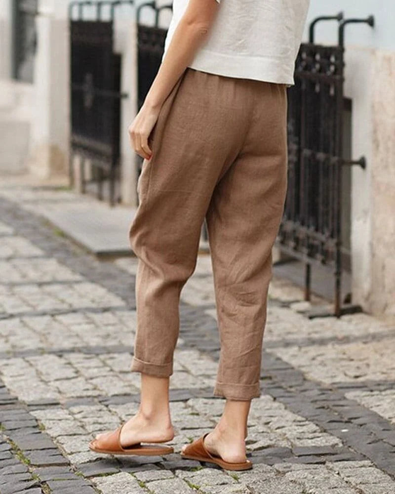 Nuana | Damen Linnen-Baumwoll Relaxed-Fit Harem Hose