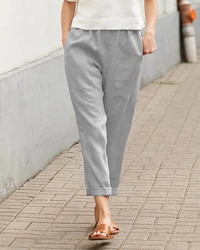 Nuana | Damen Linnen-Baumwoll Relaxed-Fit Harem Hose