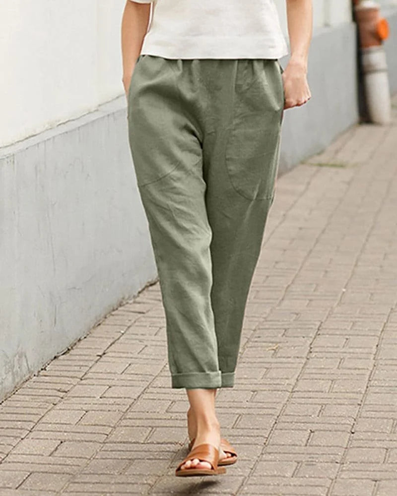Nuana | Damen Linnen-Baumwoll Relaxed-Fit Harem Hose