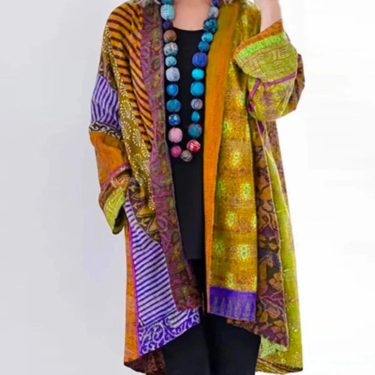 Nuana | Damen Locker Geschnittene Boho-Strickjacke in Duster-Länge