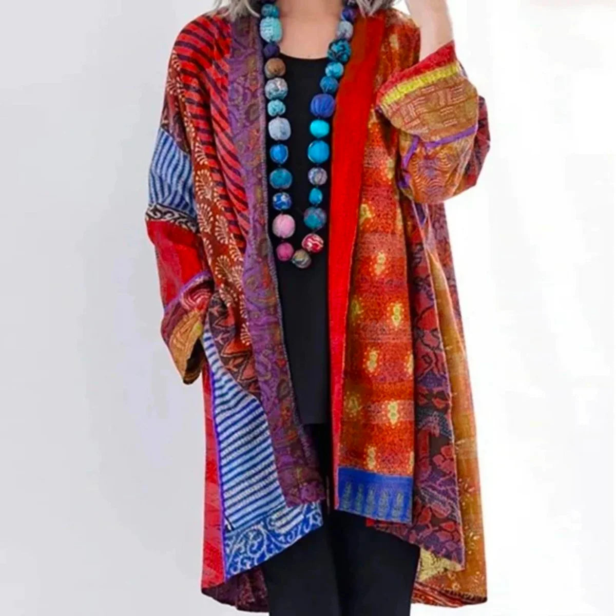 Nuana | Damen Locker Geschnittene Boho-Strickjacke in Duster-Länge