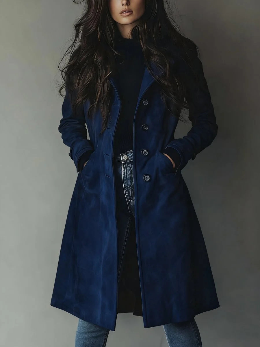 Nuana | Damen Longline Zweireihiger Tailored Trench Coat