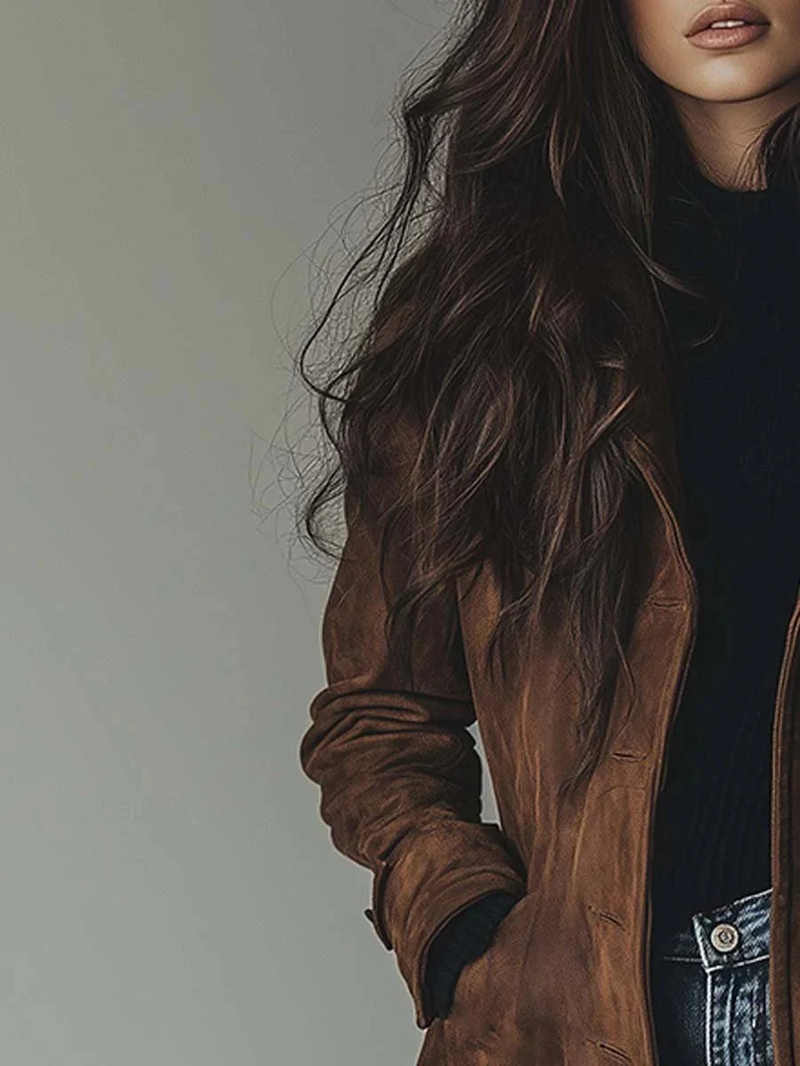 Nuana | Damen Longline Zweireihiger Tailored Trench Coat