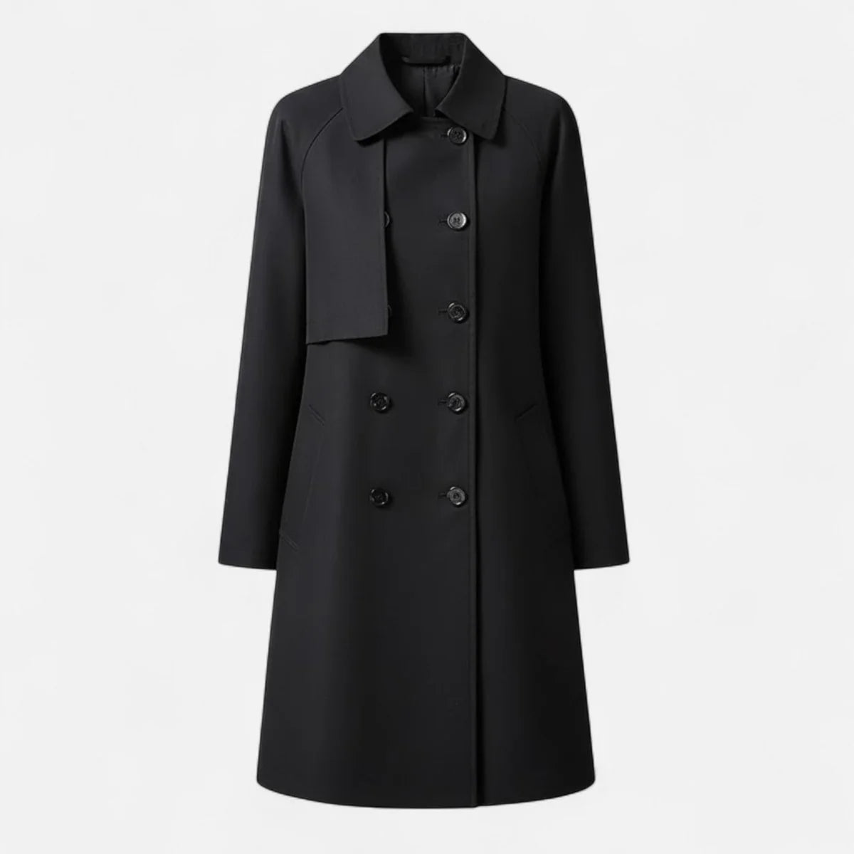 Nuana | Damen Midi Wollmix Trench Coat mit Doppelknopfleiste