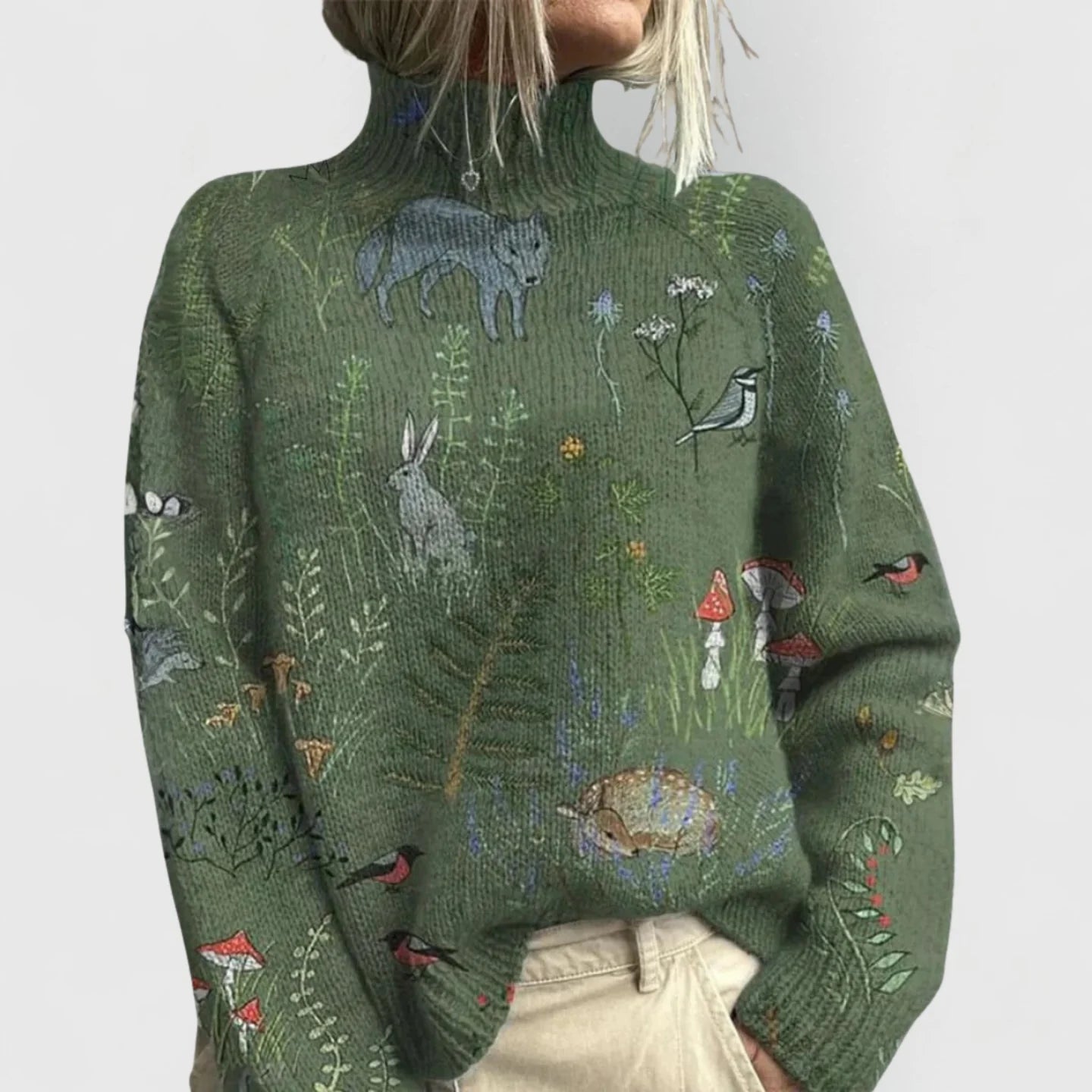 Nuana | Damen Natur Druck Gemütlich Strick Pullover