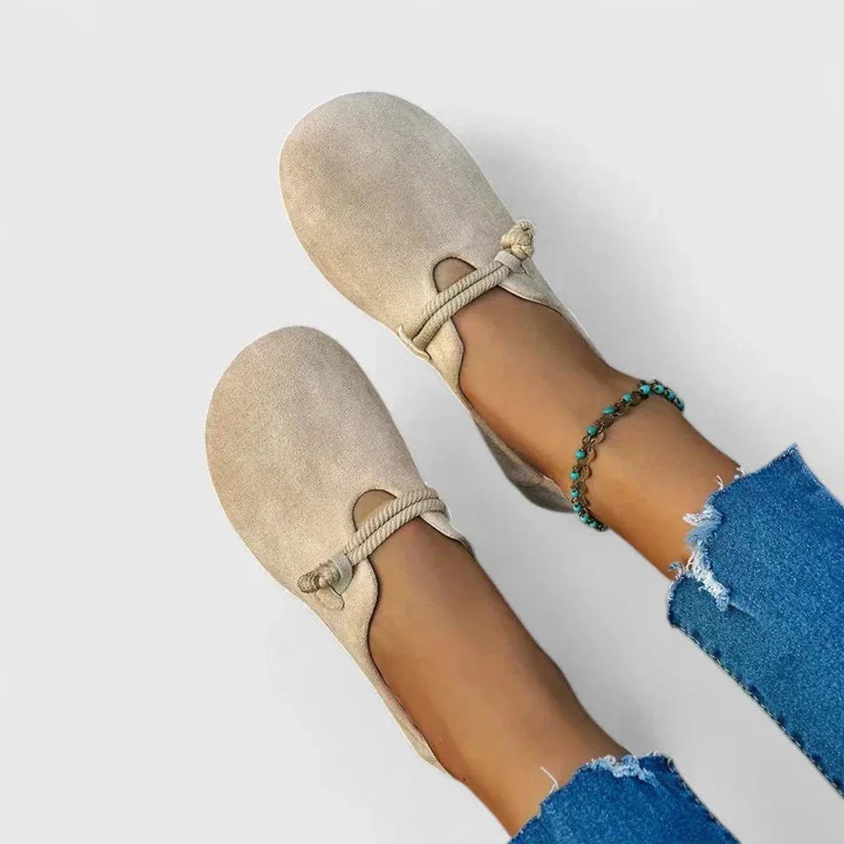 Nuana | Damen Orthopädische Seildetail Slip-On Ballerinas