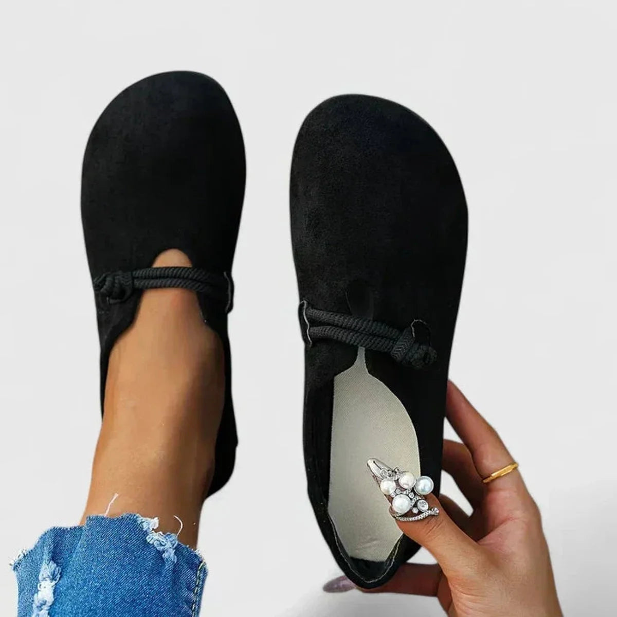 Nuana | Damen Orthopädische Seildetail Slip-On Ballerinas