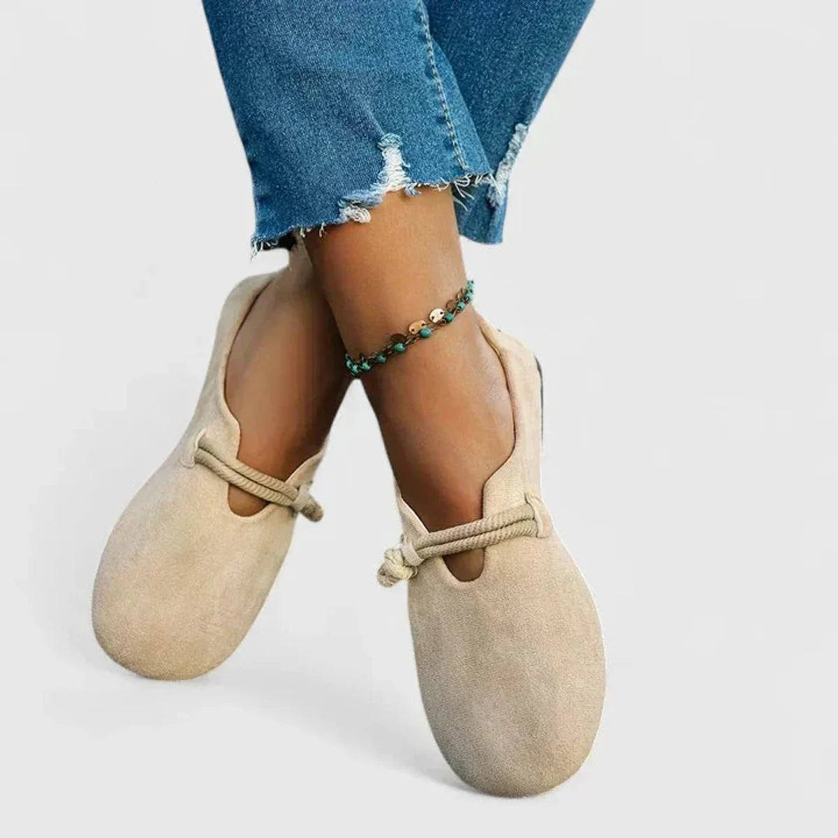 Nuana | Damen Orthopädische Seildetail Slip-On Ballerinas